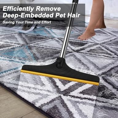 B-Land Carpet Rake for Pet Hair Removal, Reusable Pet Hair Remover with 60” Adjustable Long Handle, Carpet Scraper Dog Cat Hair Remover Tool for Rugs, Mats - Image 3