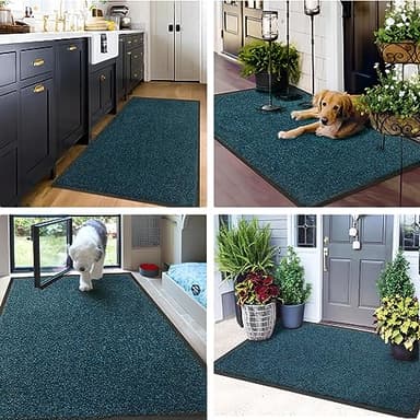 Mibao Front Door Mat, Dirt Trapper Welcome Mat for Outdoor Indoor, Non-Slip Waterproof Doormat, Durable Machine Washable Low Profile Entry Rug for Back Door Outside Patio Porch, 30" x 18", Blue - Image 8