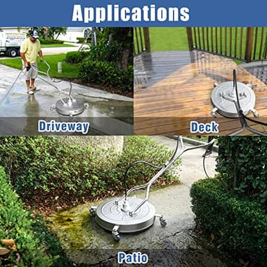 janz 24'' Pressure Washer Surface Cleaner with 4 Wheels,Dual Handle,Stainless Steel Housing, 4 Replacement Nozzle Cores and 2 Hose Adapters,Ideal for Driveways, Sidewalks,Patios,Decks Cleaning - Image 6