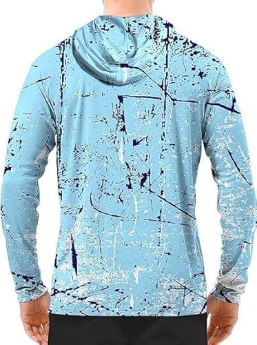 WELIGU Men's Fishing Shirt for Men Long Sleeve Sun Protection UPF 50+ Moisture Wicking T-Shirts Sky Blue 4X-Large - Image 2