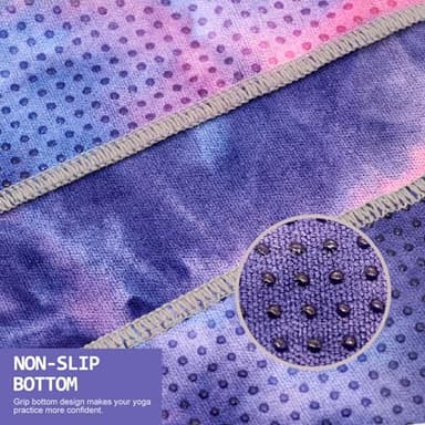 Eunzel Yoga Towel,Hot Yoga Mat Towel with Grip Dots Sweat Absorbent Non-Slip for Hot Yoga, Pilates and Workout 24" x72", Purple & Blue - Image 4