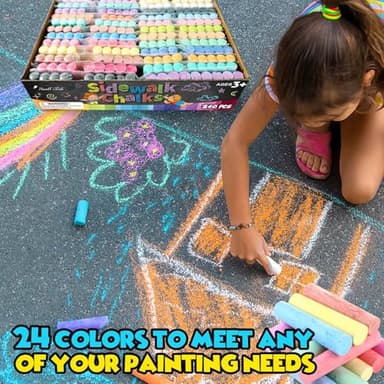 240PCS Washable Sidewalk Chalks, 24 Colors Jumbo Chalk for Kids, Non-Toxic Sidewalk Chalk Bulk for Toddler, Dustless Outdoor Chalk Giant Box Chalkboard Chalk for Party Favor Playground, Great for Kids - Image 6