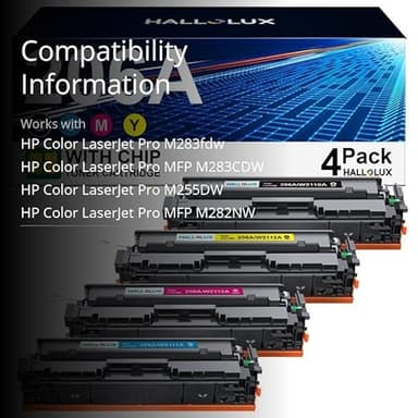 HALLOLUX 206A 206X Toner Cartridges (with Chip) for HP 206A Toner Cartridges 4 Pack Compatible with Laserjet Pro MFP M283fdw M283cdw M255dw M282nw Printer Toner (BCMY, 4P) - Image 3