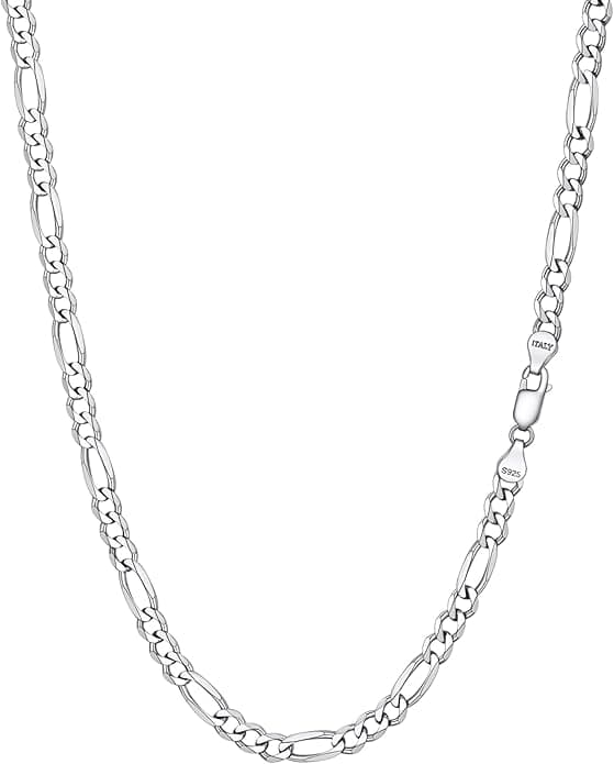 PROSTEEL 925 Sterling Silver Cuban Link Chain Necklace for Men, Dainty Figaro Chains, Solid & Shiny, 3mm/5mm, 14-28 inch, Come with Box - Image 1