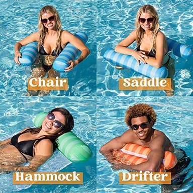 Sloosh 3 Pack Multi Purpose Swimming Pool Hammock, Inflatable Pool Floats for Outdoor, Beach, Water Lounges Pool Accessories (Saddle, Lounge Chair, Hammock, Drifter) - Image 2