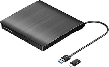 ROOFULL External CD DVD Drive for Laptop, USB 3.0 Type-C Portable CD/DVD Player Burner Reader Writer Adapter for Windows 11/10 Computer Mac MacBook Linux PC - Image 1