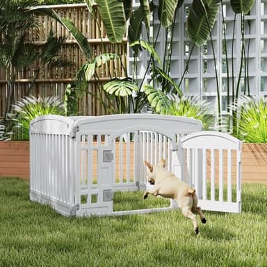 SMUG Plastic Dog Playpen | 4-Panel 24" Safe & Secure Indoor/Outdoor Pet Fence | Folding & Portable | Ideal for Small Dogs | Easy to Clean （White） - Image 6