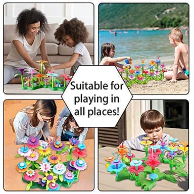 Scientoy Flower Garden Building Toys, Girl Toys Build a Garden, 130 PCS Flower Pretend Gardening Gift for Kids, Floral Arrangement Playset for Age 3-7 Year Old Child Educational Activity - Image 3
