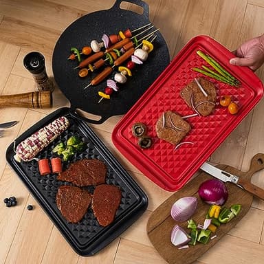 LEHAHA Grilling Prep and Serve Trays, BBQ Serving Platter, Melamine Serving Trays for Food, Set of 2, Great Gift for Father's Day, BBQ Lovers, Prefect for Chrismas Festival and Everyday use. - Image 2