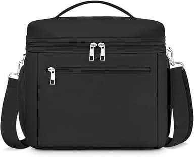 DALINDA Insulated Lunch Bag for Women,Lunch Box Cooler Bag Lightweight Nylon Waterproof Lunch Box LunchBags for Work (Black - Image 1