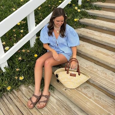 FITORY Women's Slide Sandals with Soft Cork Footbed, Comfort Arch Support Flat Sandals for Summer Brown Size 8 - Image 6