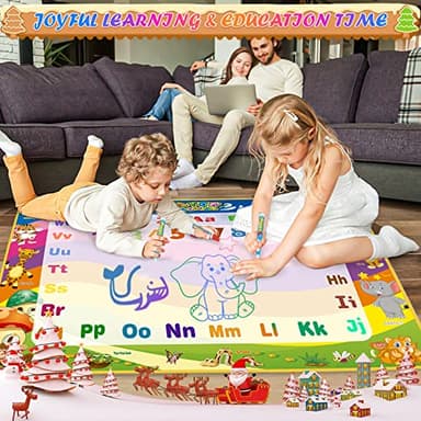 Toddler Toys Water Doodle Mat: 40 X 30 Inch Mess Free Coloring & Drawing Instant Drying Mat - Kids Learning Toys for Girls Age 3-5 Home Educational Activities - Birthday/Christmas Gifts for Girls Boys - Image 4