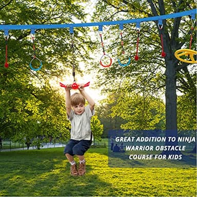 Ninja-Twister Swing Spins Set: Slackline Attachments - 360° Handle Twist-Spin Flips Toy Activate Ninja Powers Warrior Accessories Kids Hang Toys for Playground Backyard, Red - Image 7