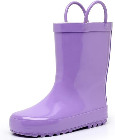 LANCDON Kids Rain Boots with Easy-On Handles - Waterproof Rubber Boots for Girls & Boys, Fun Animal Patterns & Non-Slip Sole - Image 2