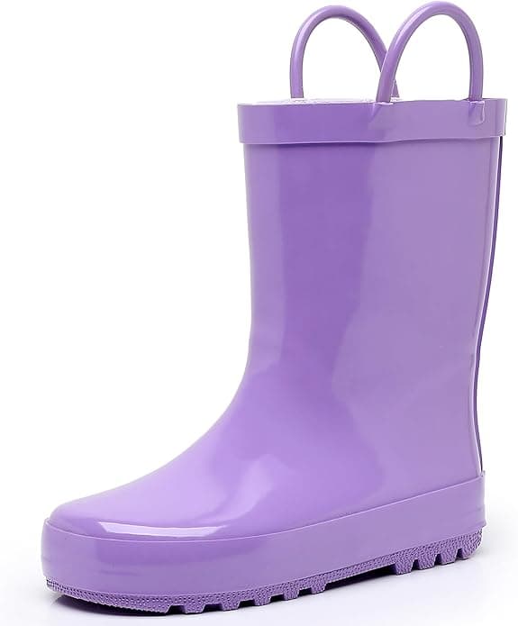 LANCDON Kids Rain Boots with Easy-On Handles - Waterproof Rubber Boots for Girls & Boys, Fun Animal Patterns & Non-Slip Sole - Image 1