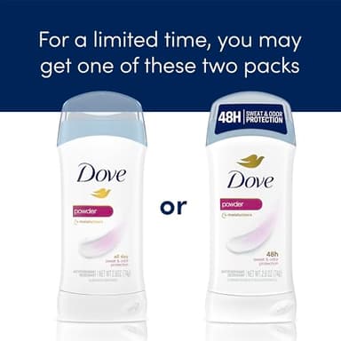 Dove Invisible Solid Antiperspirant Deodorant Stick for Women, Powder, For All Day Underarm Sweat & Odor Protection 2.6 oz, 6 Count - Image 3
