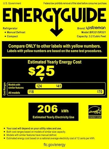 Upstreman 3.2 Cu.Ft Mini Fridge with Freezer, Single Door Mini Fridge, Dorm Fridge, Adjustable Thermostat, Mini Refrigerator for Bedroom, Office, Dorm, Black-BR321 - Image 9