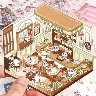 DIY 3D House Stickers Scene, 28 Set Fun DIY Sticker Therapy,Make Your Own Cute 3D Miniature Stickers Scene Sticker for Adult Kids for Relief Stress Pass The Time - Image 5