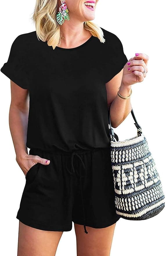 ANRABESS Rompers for Women Summer 2026 Casual Dressy One Piece Tshirt Short Pants Jumpsuit Beach Vacation Outfit Clothes - Image 1