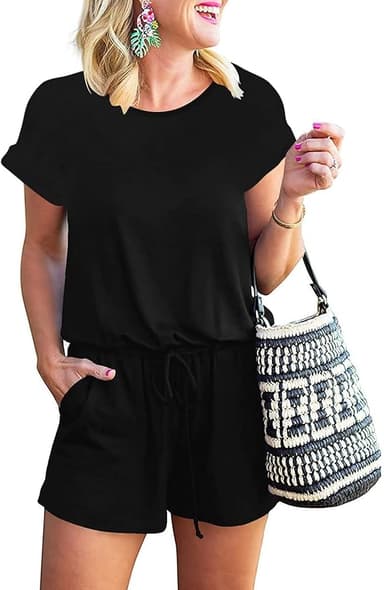 ANRABESS Rompers for Women Summer 2026 Casual Dressy One Piece Tshirt Short Pants Jumpsuit Beach Vacation Outfit Clothes - Image 1