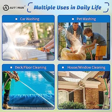 AUTOMAN Brass Hose Nozzle - High Pressure Jet Nozzle 4 Count (2 Set), Heavy Duty Water Hose Sprayer Sweeper with Hose Shutoff Valve, 3/4” GHT Nozzles for Garden Hose, Car Wash, Extra 10 Rubber Washers - Image 6