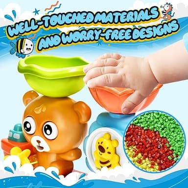 Baby Bath Toys for Kids Ages 1-3 Toddler Bath Toy Bear Bathtub Toys for Babies 12 Months Boys Girls Infant Water Tub Toys 1 2 3 Year Olds Preschool Learning Gift - Image 2