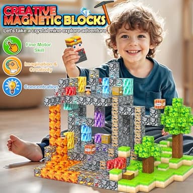 100PCS Magnetic Blocks Building Toys, Gem Cave Adventure Building Craft, Learning Sensory Toys for Boys Girls Age 3-12, Game Gift for Kids Little Gamers (0.8 inch) - Image 6