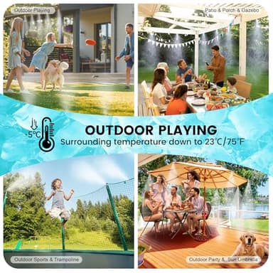 Misting System for Outside Patio 50Ft (15M), 15 Nozzles Outdoor Misting System, Backyard Water Mister Kit for Garden, Greenhouse, Umbrella, Gazebo, Trampoline - Image 4
