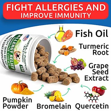 BARK&SPARK Dog Allergy Relief Chews (180 Immune Treats) - Anti-Itch Skin & Coat Supplement - Omega 3 Fish Oil - Itchy Skin Relief Treatment Pills - Itching&Paw Licking - Dry Skin & Hot Spots -Chicken - Image 4
