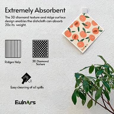 Eulnars Swedish Dishcloths for Kitchen, 8 Pack Reusable Paper Towels with Clips, Non-Scratch Swedish Kitchen Towels, Super Absorbent Cellulose Sponge Cloths, Dishwasher Safe, No Odor - Image 4