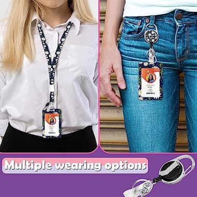 ID Badge Holder with Lanyard,Retractable ID Badge Card Holders Detachable Neck Lanyard Strap with Badge Reel and Vertical ID Holder for Nurse Students Teachers Office Staff(Little Daisy) - Image 4
