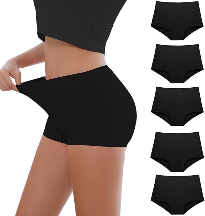 Migbean Womens Seamless Boy Shorts Underwear Soft Stretch Boxer Shorts Briefs No Show Panties 2 Packs Black Grey - Image 1