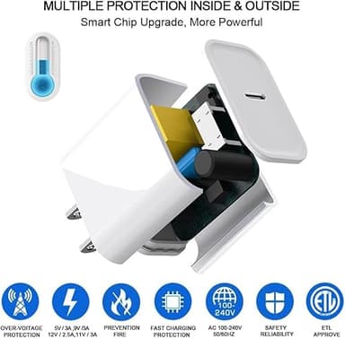 DABUSTAR for iPhone Fast Charger, 33W USB C PD Wall Charger Block Plug with[MFi Certified]6ft Type C to Lightning Cable Quick Charging Data Sync Cord for iPhone14 13 12 11 Pro Max Mini Xs Xr iPad Air - Image 4