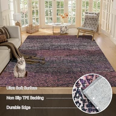 RUGSURE Washable Area Rug - 1/6 Thick - Stain & Water Resistant Non-Slip - Resistant Rug for Living Room, Bedroom, Nursery, Pet & Child Friendly, Vintage Charm Area Rugs (Burgundy, 9' x 12') - Image 5