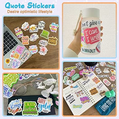 Inspirational Stickers,150Pcs Motivational Stickers for Water Bottles Positive Quote Sticker for Journaling Scrapbook Aesthtic Waterproof Vinyl Laptop Decals for Teens Adults Kids Teachers - Image 3