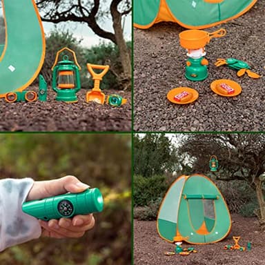 FUN LITTLE TOYS Pop Up Play Tent with Camping Gear and Tools Set, Outdoor Toys for Kids - Image 3