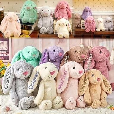 Personalized Easter Bunny Custom Bunny Stuffed Animals With Child's Name Handmade Embroidered Custom Plush Rabbit Toy for Girls Boys Kids - Image 3
