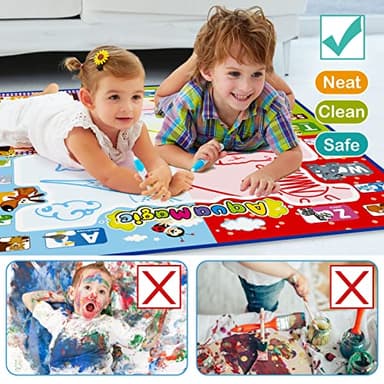 Jasonwell Aqua Water Doodle Mat 31x31 Inches Large Magic Drawing Doodling Mat Coloring Mat Educational Toys Christmas Birthday Gifts for Kids Toddler Boys Girls Age 2 3 4 5 6 7 8 Year Old (Alphabet) - Image 5
