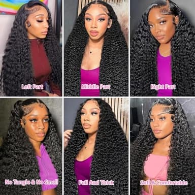 Tholap 18 Inch 13x6 Deep Wave Lace Front Wigs Human Hair 200 Density 13x6 HD Lace Front Wigs Human Hair Pre Plucked Deep Curly Glueless Wig 100% Virgin Human Hair Lace Front Wigs for Women - Image 5