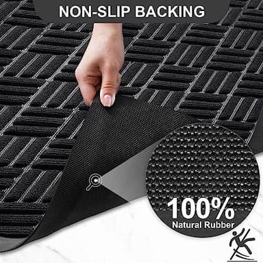 Mibao Front Door Mat, Heavy Duty Durable Welcome Mat for Outdoor Indoor, Dirt Trapper Waterproof Super Absorbent Door Mat for Entryway Outside Patio Porch, 61.5" x 36", Black - Image 5