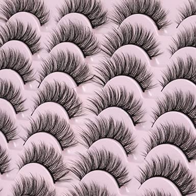 False Eyelashes 14mm Faux 3D Mink Lashes Natural Look Cat Eye Wispy Lashes Pack by Kiromiro, 14 Pairs - Image 5