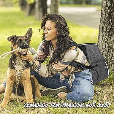 BAGLHER 丨Dog Travel Bag Backpack, Airline Approved Pet Supplies Backpack, Dog Travel Backpack with 2 Silicone Collapsible Bowls and 2 Food Baskets Grey - Image 7