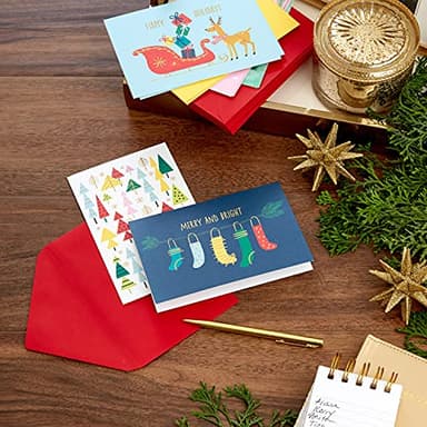 Hallmark Boxed Christmas Cards Assortment, Colorful Vintage (6 Designs, 24 Cards with Envelopes) - Image 2