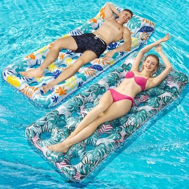 Stonful 2 Pack Inflatable Pool Float Mat, Giant Pool Floats Adult Size with Headrest, Lake Float Raft Water Lounger, Multi-Purpose Swimming Pool Floats Toys for Pool Party, Summertime Beach, Outdoor - Image 5
