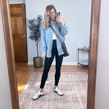 Dokotoo Womens Washed Boyfriend Oversized Lapel Button Up Long Sleeve Denim Trucker Jacket Distressed Ripped Denim Jackets Fashion Distressed Jean Jacket for Women with Pockets, (US 8-10) M,Sky Blue - Image 3