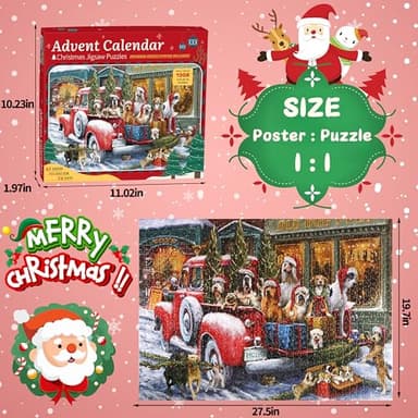 Christmas Puzzle Advent Calendar 2025, Christmas Jigsaw Puzzles for Kids and Adults- Dog's Christmas Advent Calendar Puzzle 24 Boxes 1008 Pieces Puzzles Countdown to Christmas Decorations Gifts - Image 6