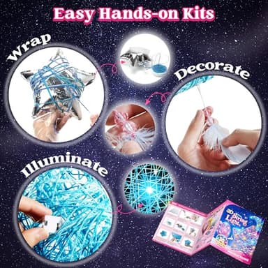 Klever Kits 3D String Art Kit for Kids, Light Up String Light Toy with 30 Multi-Colored LED Bulbs, Arts and Crafts Set, Birthday Gifts for Girls and Boys Ages 8+ - Image 2