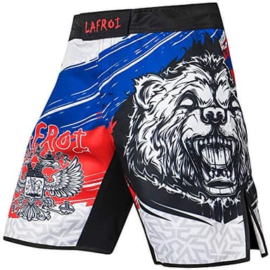 LAFROI Mens MMA Cross Training Boxing Shorts Trunks Fight Wear with Drawstring and Pocket-QJK01 Honor Strike Size MD - Image 1