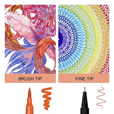Piochoo Dual Brush Marker Pens,24 Colored Markers,Fine Point and Brush Tip for Kids Adult Coloring Books Bullet Journals Planners,Note Taking Coloring Writing - Image 6