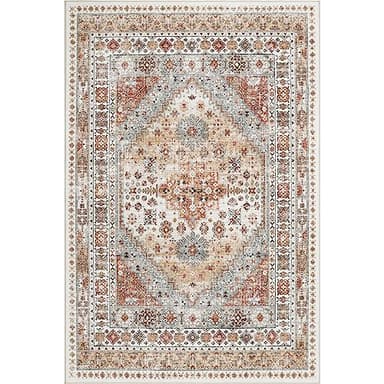 zesthome 9x12 Area Rugs,Stain Resistant Washable Rug,Ultra-Thin Rugs for Living Room,Bedroom,Non-Slip Backing Home Decor Large Area Rug (Orange,9'x12') - Image 2